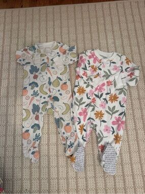 Carter's Floral Print Pink Footed One-Piece for Kids